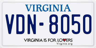 VA license plate VDN8050