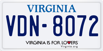 VA license plate VDN8072