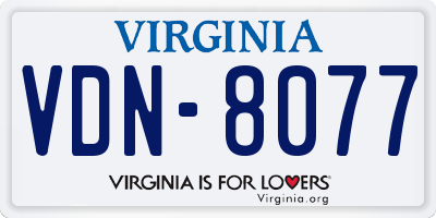 VA license plate VDN8077