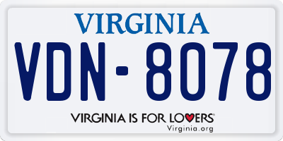 VA license plate VDN8078