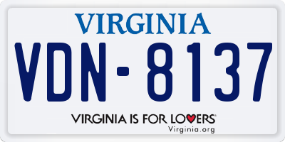 VA license plate VDN8137