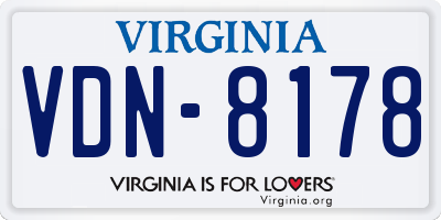 VA license plate VDN8178