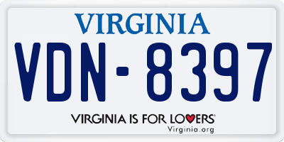 VA license plate VDN8397