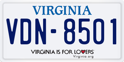 VA license plate VDN8501