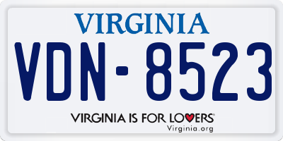 VA license plate VDN8523