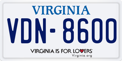 VA license plate VDN8600