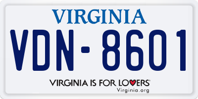 VA license plate VDN8601