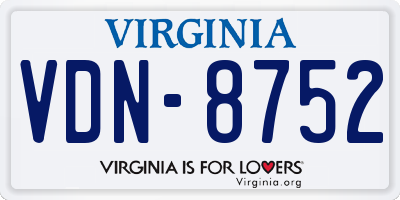 VA license plate VDN8752