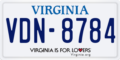 VA license plate VDN8784