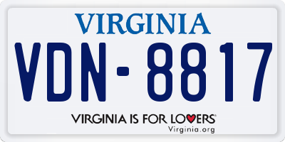 VA license plate VDN8817