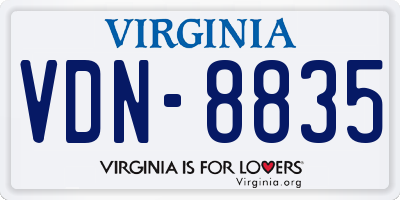 VA license plate VDN8835