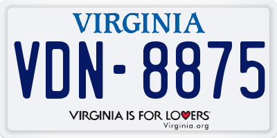 VA license plate VDN8875
