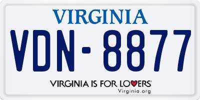 VA license plate VDN8877