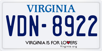 VA license plate VDN8922