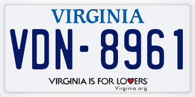 VA license plate VDN8961