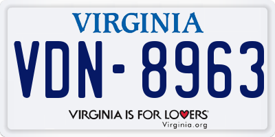 VA license plate VDN8963