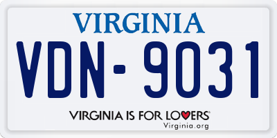 VA license plate VDN9031