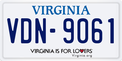 VA license plate VDN9061