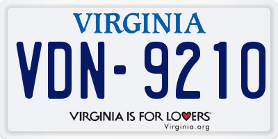 VA license plate VDN9210