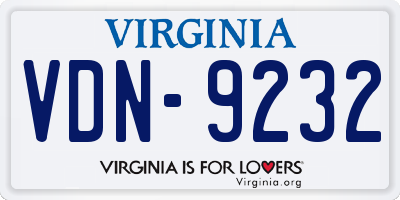 VA license plate VDN9232