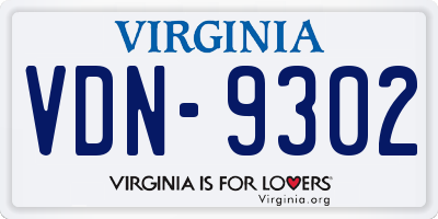 VA license plate VDN9302