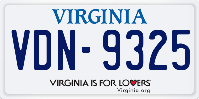 VA license plate VDN9325