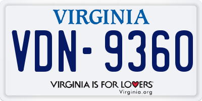 VA license plate VDN9360