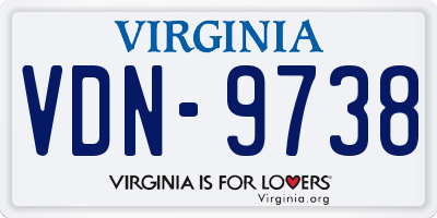VA license plate VDN9738