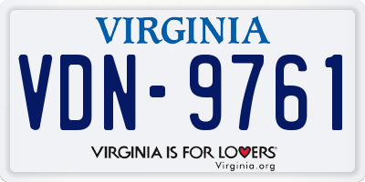 VA license plate VDN9761