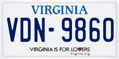 VA license plate VDN9860