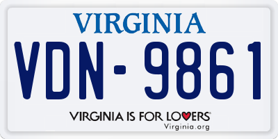 VA license plate VDN9861