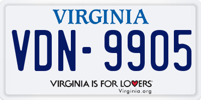 VA license plate VDN9905