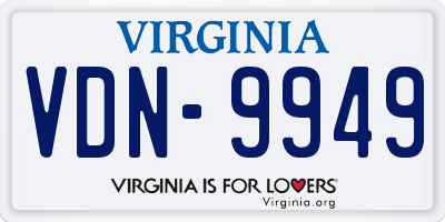 VA license plate VDN9949