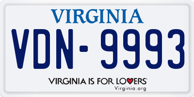 VA license plate VDN9993