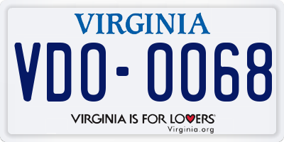 VA license plate VDO0068