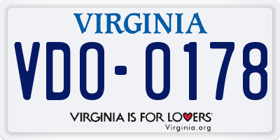 VA license plate VDO0178