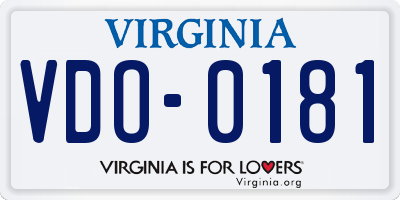 VA license plate VDO0181