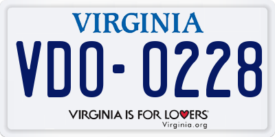 VA license plate VDO0228