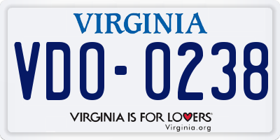VA license plate VDO0238
