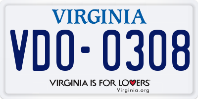 VA license plate VDO0308