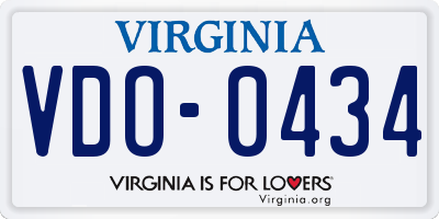 VA license plate VDO0434