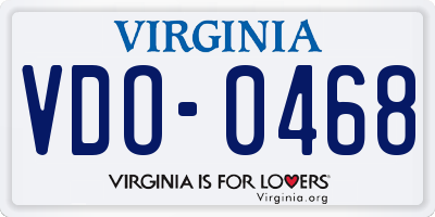 VA license plate VDO0468