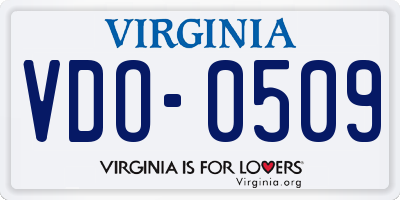 VA license plate VDO0509