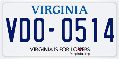 VA license plate VDO0514
