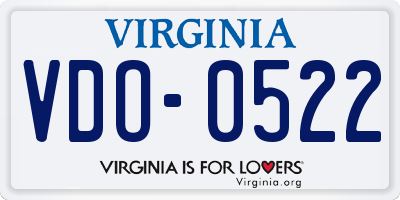 VA license plate VDO0522