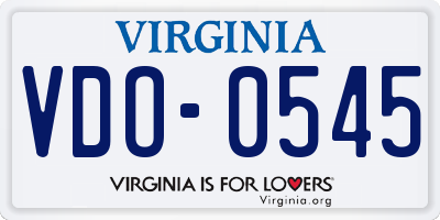 VA license plate VDO0545