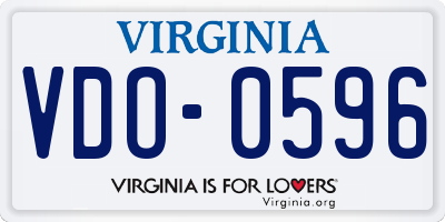 VA license plate VDO0596