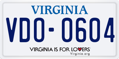VA license plate VDO0604