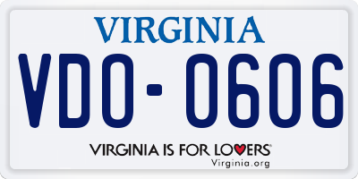 VA license plate VDO0606