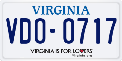 VA license plate VDO0717